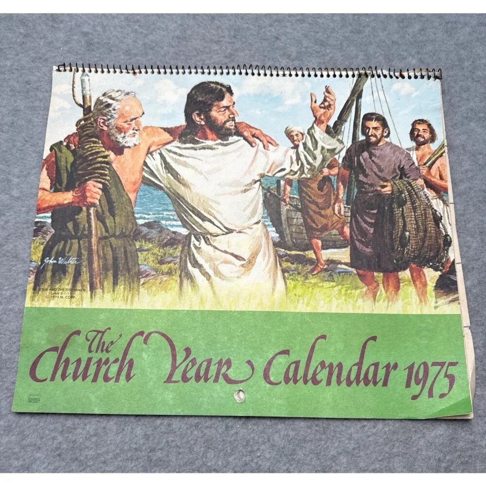Vintage 1975 Church Year Calendar with Biblical Illustrations